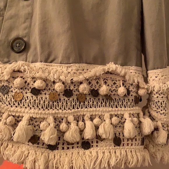 Zara Utility Fringe Pom Pom Jacket Size M - Picture 6 of 6